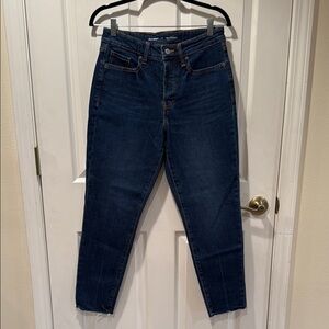 OLD NAVY High Rise O.G. Straight Secret Slim Pockets Raw Edge Skinny Blue Jeans